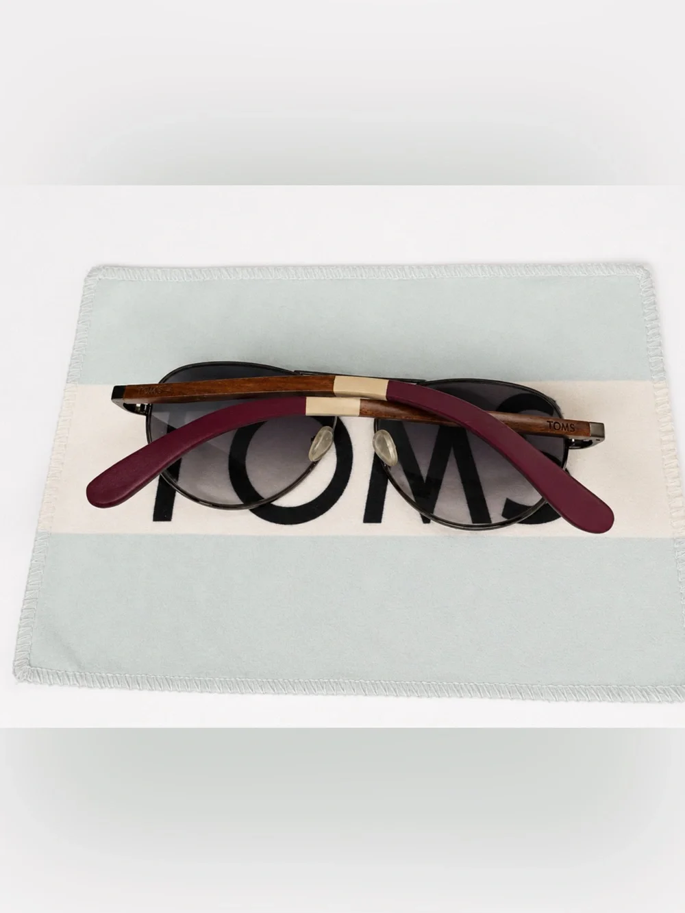 TOMS One for One Aviator Sunglasses Purple Gradient Wood Arms